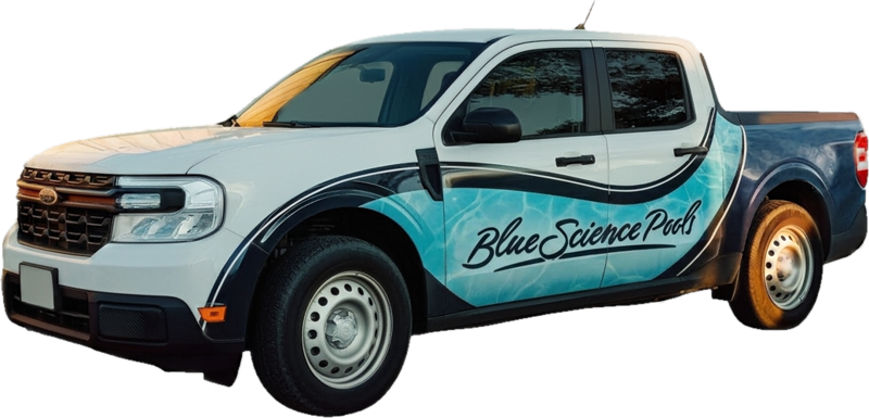 Blue Science Pools service truck